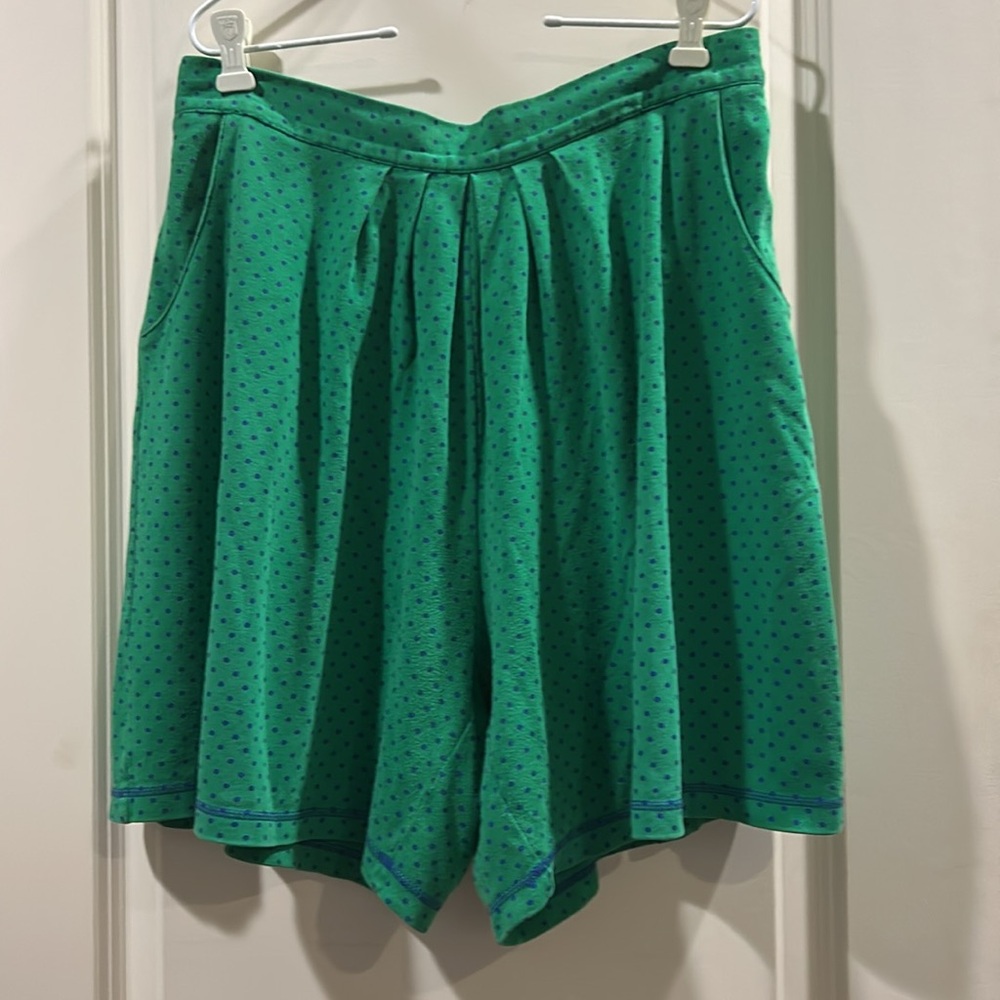I.B. Diffusion VINTAGE high rise polkadot pleat shorts elastic waist pockets 1X